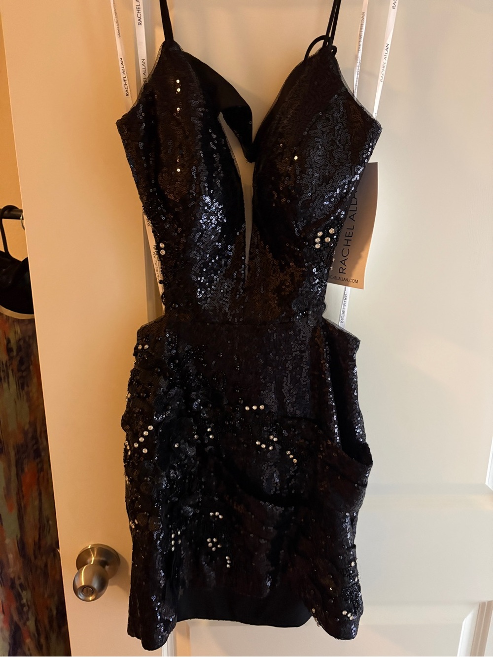 Rachel Allan Black Sequin Mini Dress